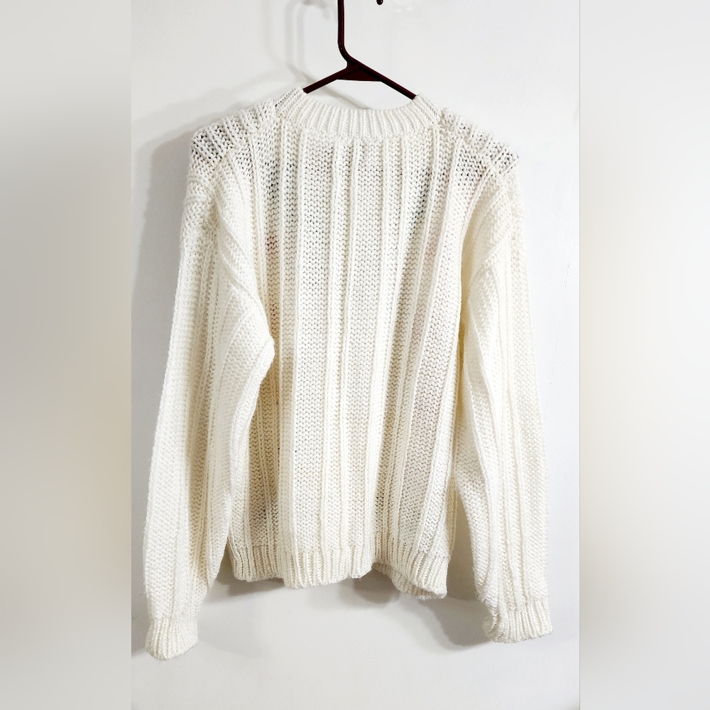 Vintage Leslie Faye Ivory Chunky Floral Cardigan - Picture 4 of 6